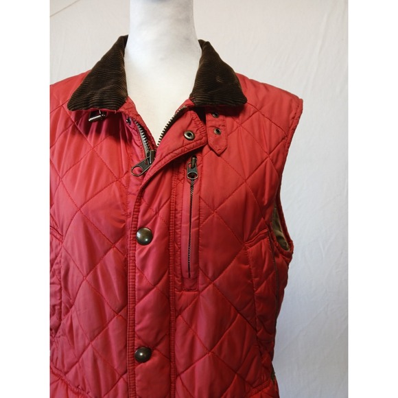 Polo Ralph Lauren Small Red Quilted Vest With Courderoy Collar Womens - Picture 2 of 11